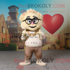 Beige Hjerte Maskot Kostyme...