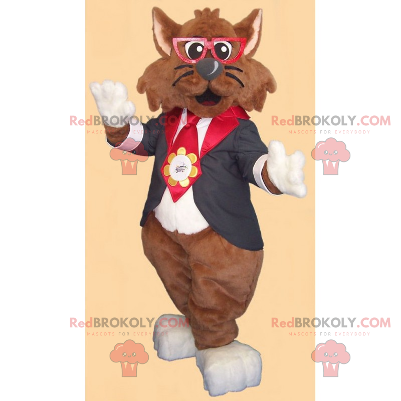 Cat mascot with glasses and jacket - Redbrokoly.com