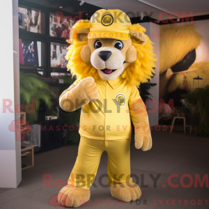 Gele leeuw mascottekostuum...