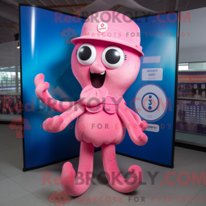 Pink Octopus maskot kostume...