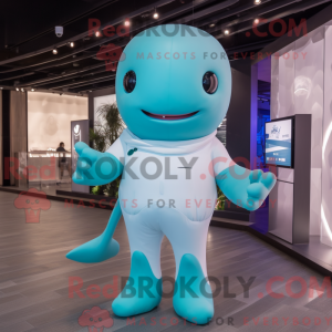 Cyan Beluga Whale maskot...
