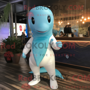 Cyan Beluga Whale maskot...