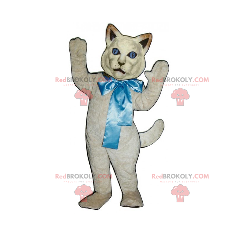 Katzenmaskottchen mit großer Schleife - Redbrokoly.com
