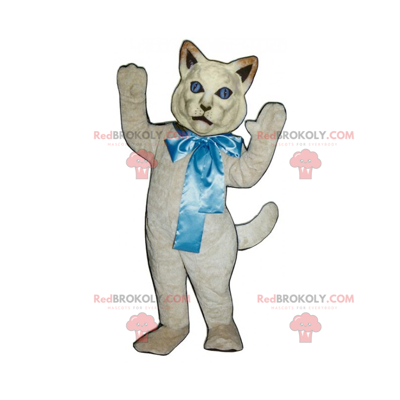 Mascotte gatto con grande fiocco - Redbrokoly.com