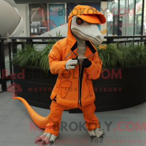 Orange Velociraptor maskot...