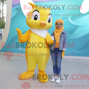 Gold Dolphin maskot kostume...