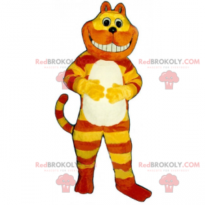 Gul och orange tvåfärgad kattmaskot - Redbrokoly.com