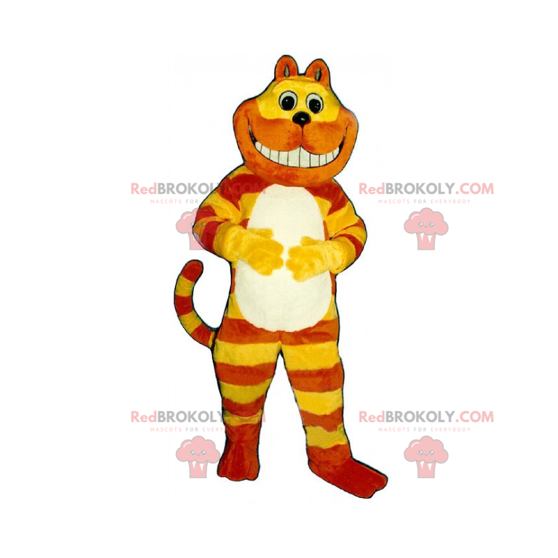 Mascotte de chat bicolore jaune et orange - Redbrokoly.com