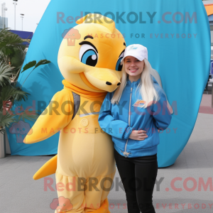Gold Dolphin maskot kostume...