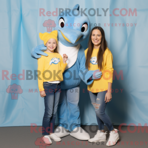 Gold Dolphin mascot costume...