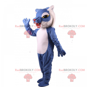 Blaues und weißes Katzenmaskottchen - Redbrokoly.com