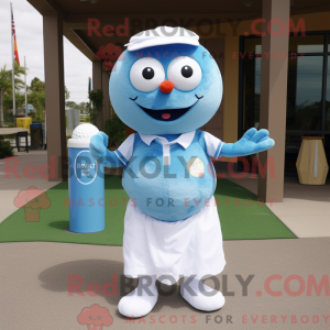 Cyan Golfball Maskottchen...
