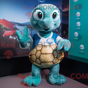 Cyaan zeeschildpad...