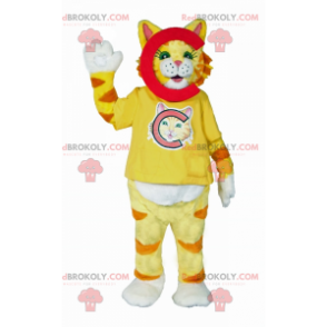 Mascotte de chat jaune a rayures - Redbrokoly.com