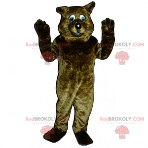 Bruine kat mascotte met blauwe ogen - Redbrokoly.com