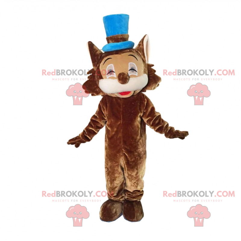 Mascota gato marrón con sombrero azul - Redbrokoly.com