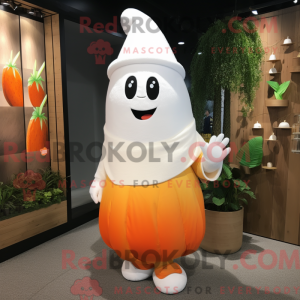 Hvid Mango maskot kostume...