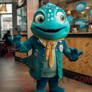 Teal Fish And Chips mascot...