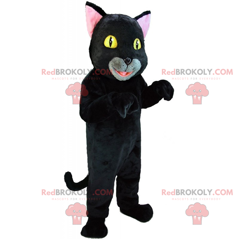 Black cat mascot with yellow eyes - Redbrokoly.com