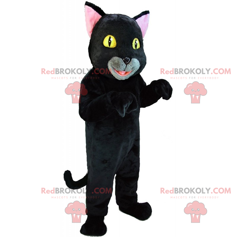 Zwarte kat mascotte met gele ogen - Redbrokoly.com