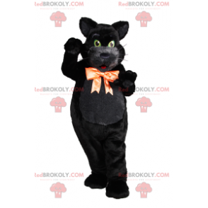 Zwarte kat mascotte met strik - Redbrokoly.com