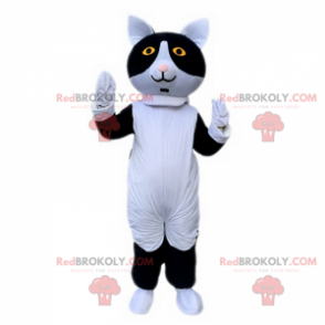 Mascote gato preto e branco - Redbrokoly.com