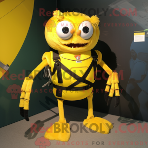 Gul Spider maskot kostume...
