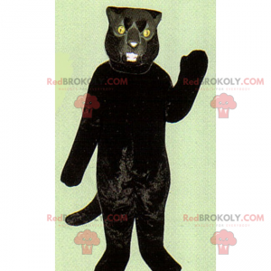 Černá kočka maskot se žlutýma očima - Redbrokoly.com