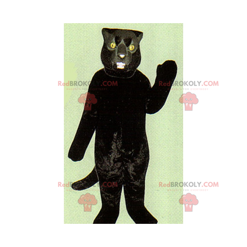 Schwarzes Katzenmaskottchen mit gelben Augen - Redbrokoly.com