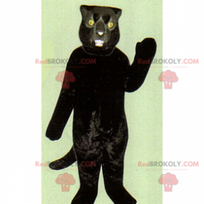 Svart kattmaskot med gula ögon - Redbrokoly.com