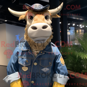 Guld Zebu maskot kostume...