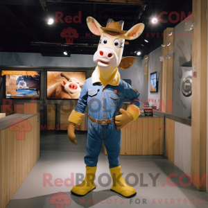 Guld Zebu maskot kostume...