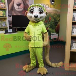 Lime Green Meerkat mascot...