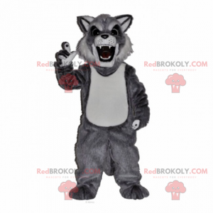Gray and white wild cat mascot - Redbrokoly.com