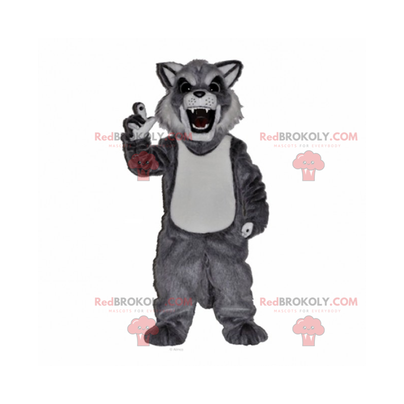 Mascotte de chat sauvage gris et blanc - Redbrokoly.com