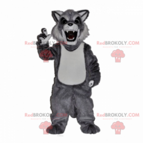 Mascote gato selvagem cinza e branco - Redbrokoly.com