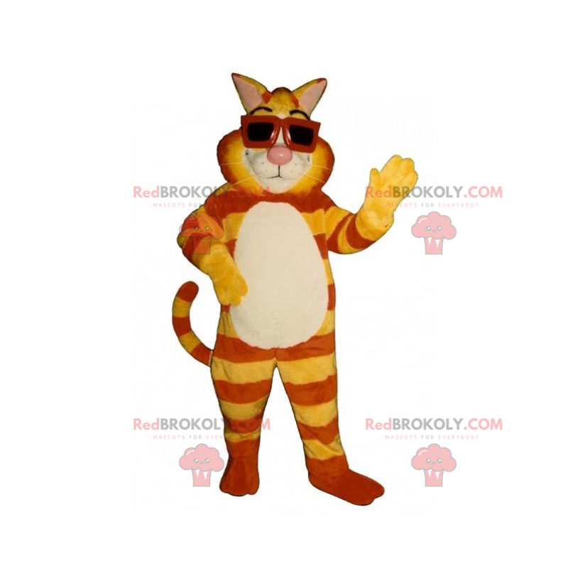 Tiger cat mascot with sunglasses - Redbrokoly.com