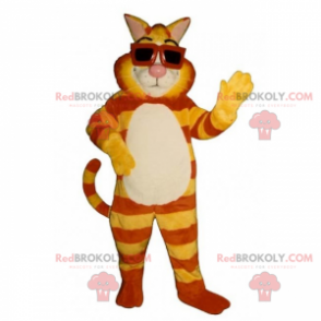 Mascotte de chat tigre avec lunettes de soleil - Redbrokoly.com