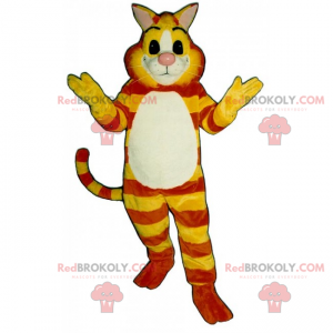 Gul och orange tigerkattmaskot - Redbrokoly.com