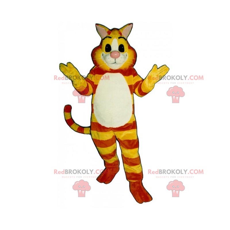 Mascote gato tigre amarelo e laranja - Redbrokoly.com