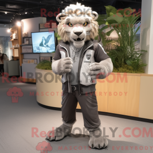 Grå Smilodon maskot kostume...