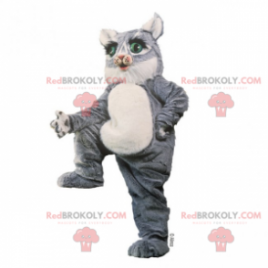 Mascotte de chaton gris aux yeux verts - Redbrokoly.com