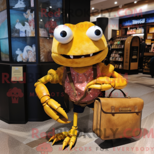 Gold Krabbe maskot kostume...
