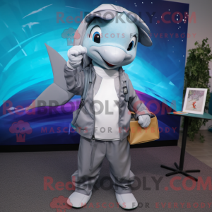 Sølv Dolphin maskot drakt...