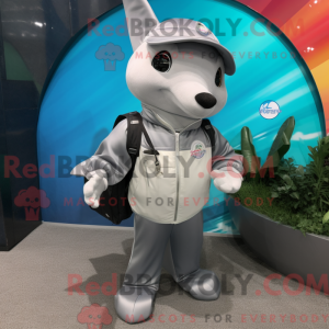 Sølv Dolphin maskot drakt...