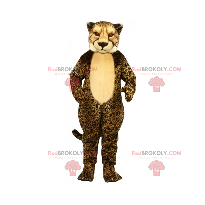 Mascotte de cheetah au ventre beige - Redbrokoly.com