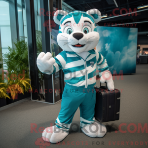 Teal Tiger mascot costume...