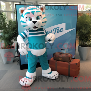 Teal Tiger mascot costume...