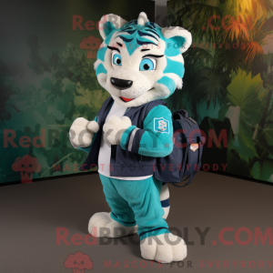 Teal Tiger mascot costume...
