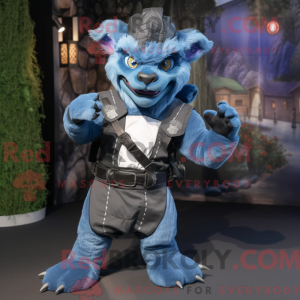 Blå Gargoyle maskot kostume...